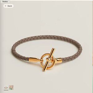 AUTHENTIC Hermès Glénan Bracelet - Pink Leather / Gold Toggle - Size T2